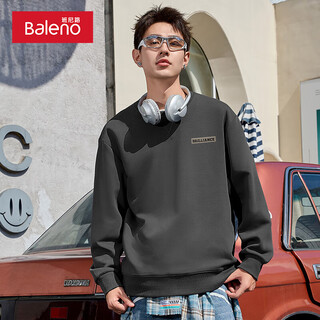 Baleno triangle collar round neck sweatshirt for men in spring and autumn, soft, delicate, wear-resistant, wrinkle-resistant, comfortable and simple casual top, heavy cotton - medium gray #mb classic cool label 2xl