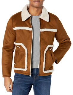 Levi's men's faux shearling denim jacket zipper brown small