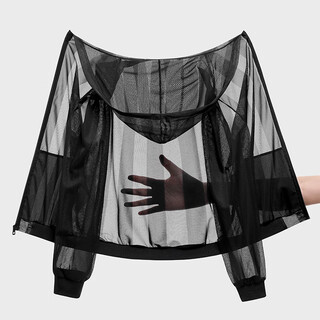 Guqian summer jacket men's lightweight breathable mesh hole quick-drying clothing outdoor leisure sun shade sun protection top cycling fishing black xl