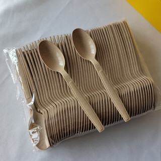 Magic bean shenghuo disposable fork kraft paper individually packaged steak pasta light food fruit salad fork pizza knife dessert fork and spoon bulk 7-inch spoon 100 pieces