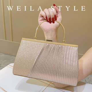 2025 new diamond-encrusted gold cheongsam clutch bag dinner dress handbag spliced fabric handbag ktv women’s bag beveled handbag