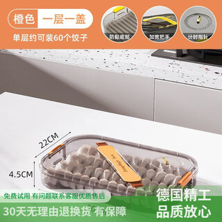 Longxue dumpling box household food-grade dumplings frozen special sealed crisper wonton kitchen refrigerator storage box food-grade pp material - thickened orange 1 layer 1 cover can hold 60 dumplings