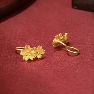 Bzk pure gold 999 5g gold earrings for women auspicious flower earrings earrings temperament versatile gold-plated earrings 1.98g new gesang flower ear hooks with certificate + gift box