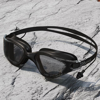 Youyou's new swimming goggles, high-definition, anti-fog, anti-horizontal light, men's and women's professional swimming goggles, diving cap, swimming goggles set, extreme night black, one-piece earplugs