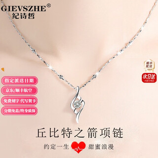 Ji shizhe (gievszhe) pt950 platinum necklace women's platinum clavicle chain moissanite chinese valentine's day gift for girlfriend and wife's birthday, light luxury model (inlaid with high-quality flawless moissanite)