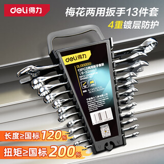 Deli plum blossom dual-purpose wrench set 12 1 plastic frame multi-functional labor-saving fast auto repair machinery maintenance tool set