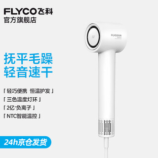 Flyco hair dryer home hair dryer dormitory high speed negative ion high wind quick drying portable hair dryer holiday gift for male and female friends fh6370 pearl white