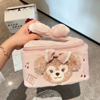 Shirley rose cosmetic bag large capacity portable travel bag plush cute handbag high-looking furry storage bag pink