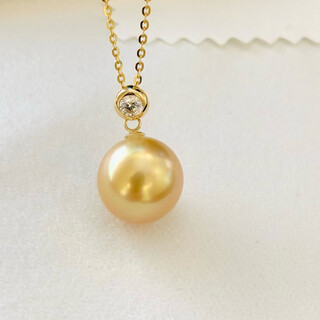 Oemgdiy pearl accessories 18k gold pearl pendant empty support single round stone au750 gold k gold suitable for 6-12mm pearls 18k yellow moissanite pendant (piece) does not include pearls