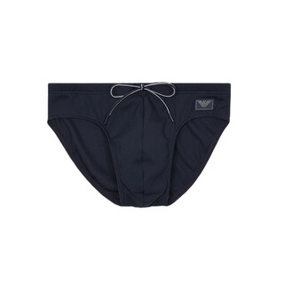 阿玛尼EA男装三角内裤老鹰徽标贴片弹力珠地布松紧腰系带沙滩泳裤25新款 海军蓝 S