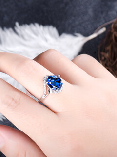 Yage sapphire ring s925 silver women's fashion and personality korean version with diamonds simple sterling silver tanzanite diamond mom model sterling silver sapphire ring live finger ring adjustable