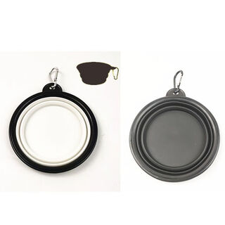 Junkiss pet folding bowl dog silicone dog bowl outdoor travel portable drinking bowl cat food bowl white + gray 2 pack small dogs (350ml)