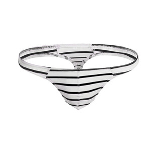 G-string men's underwear t-pants, sexy convex t-pants, men's striped fashion personality, hollow men's t-pants, white and blue 103 m1 feet 8-2 feet 1