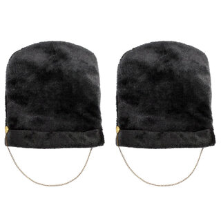 Beistle 2-piece set of plush royal guard faux bearskin hats for british themed parties