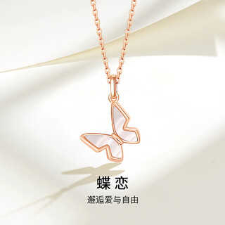 Yadige 18k gold au750 butterfly necklace set color gold rose gold clavicle chain birthday gift for girlfriend set chain (chain length 40+5cm, about 1.67 grams)