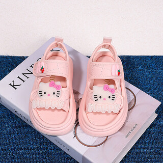 Girls sandals summer new children's shoes women's soft sole non-slip elementary school sports summer beach shoes 6-12 years old pink size 34 inner length approximately 21cm