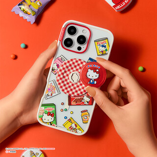 Popsockets snack paradise mobile phone case hello kitty collaboration apple phone case magnetic iphone17/16 pro phone protection all-inclusive mirror transparent phone case delicious snacks roaming white frame new upgrade iphone 17 pro max