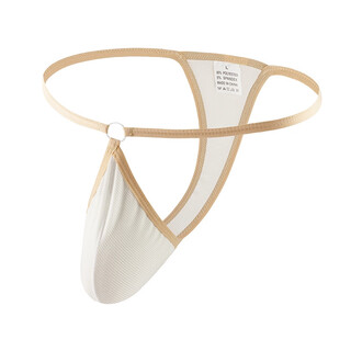 Summer new style hoop men's underwear thong solid color ice silk thread underwear men's breathable thong underwear for men white m2 feet-2 feet 2
