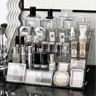 Jin riman cosmetics storage box transparent storage rack dressing table ladder skin care products eye shadow palette perfume display rack 5-layer display rack transparent black 31*22.3*17cm