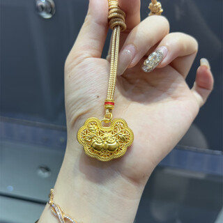 Shien shui bei gold ancient method pure gold good deeds chain bag pendant pure gold 999 everything goes safely safe lock baby real-time gold price of the day + labor charges settled by the gram