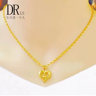 Chuji lao phoenix ancient method 18k gold necklace women's gold covered silver necklace love pendant clavicle chain for girls on valentine's day wholehearted + water wave chain