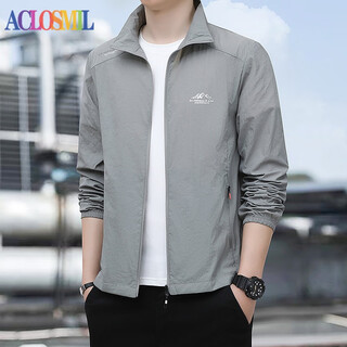 Aclosmil men's breathable sun protection sun shade summer new fishing wear lightweight korean style trendy ice silk jacket light gray xl