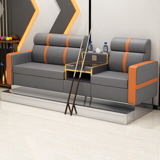 High-end billiards sofa, color matching, billiard hall chair, billiard hall fully enclosed with power supply, guest high pedal game viewing sofa 215cm, gray color matching (high-end coffee table with power supply)