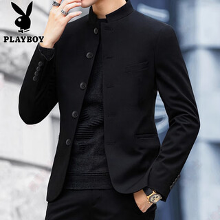 Playboy (playboy) high-end tunic suit for young people new chinese style men's republic of china stand collar suit jacket men's suit large size trendy new tunic suit m 105-125jin jin is equal to 0.5 kg