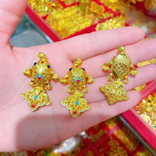 Quamer sand gold filigree waves gold scale fish pendant women's necklace sweater chain hollow koi pendant diy goldfish one goldfish