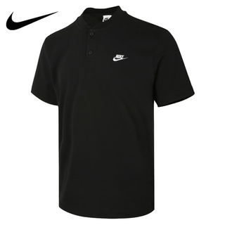 Nike (nike) pure cotton henry collar polo shirt men's summer small hook breathable loose casual top men's simple t-shirt hq5975-010/button/simple solid color l /175/92a
