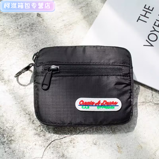 恒岚多功能金属扣零钱包尼龙防水卡包男女钥匙迷 黑色