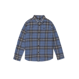Volcom boys caden plaid long sleeve flannel shirt blue 324 medium