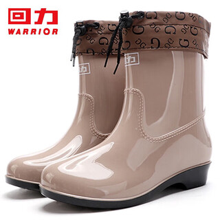 Pull-back rain boots for women, warm and fashionable rain boots, waterproof, non-slip, plus velvet and cotton hl523 khaki size 39