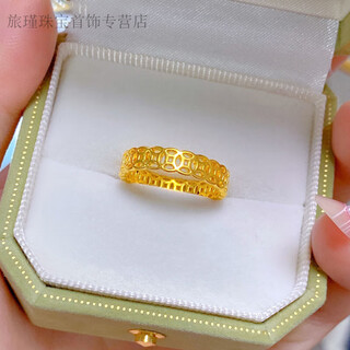 Campuskingly old phoenix 999 gold coin copper coin ring women's money ring index finger ring fashionable and stylish same style for women