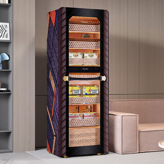 Afidano cigar cabinet constant temperature control humidity cultivation eggplant silent variable frequency compressor with fingerprint lock imported cedar wood box humidifier home office wifi remote large capacity high-end customized model (50 days) 376l