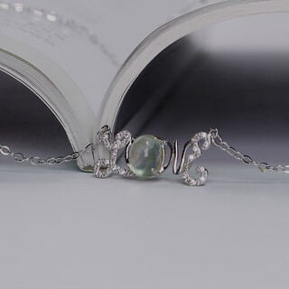 Lieruiyunshangbodhi natural prehnite inlaid 925 silver necklace lapis lazuli love necklace simple korean version