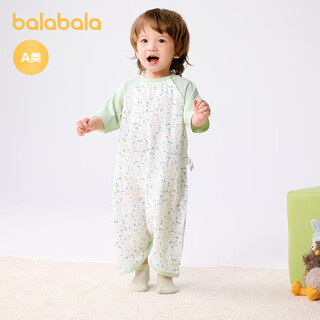 Balabala children's clothes baby sleeping bag baby children's pajamas newborn 2025 summer clothes soft skin friendly comfortable print full print cute green tone 00344 100cm