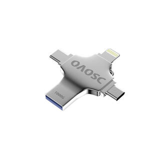 华为苹果手机电脑两用u盘大容量typec四合一通用存储优盘 珍珠银十字款64G