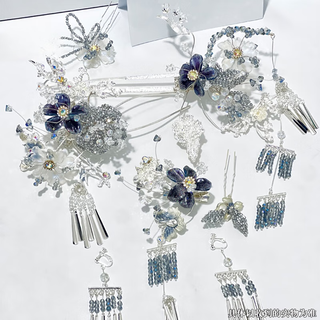 Olevo bride chinese-style xiuhe dress silver headdress age-reducing ancient style xiuhe hair accessories dragon and phoenix gown wedding ancient costume wedding accessories silver xiuhe headdress earrings set ear clip style ear