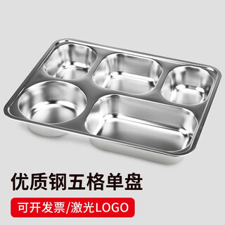 Chenbu stainless steel dinner plate set unit rice plate home divided meal plate canteen divided fast food plate rice plate five grid single plate