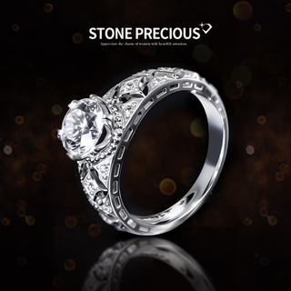 Shi zhongbao 18k gold 1ct cultivated diamond ring buqi style hollow diamond ring medieval light luxury exquisite ring for women national inspection certificate 13