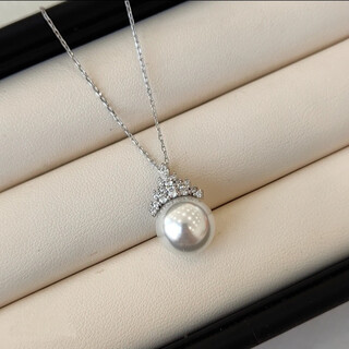 Huaiyin s925 sterling silver ice queen pearl pendant necklace women's 2025 new high-end light luxury niche women's accessory 925 sterling silver ice queen 14mm australian white pearl pendant