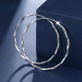 Qianshu (qianshu) pt950 platinum large earrings for women, platinum large hoop earrings, turned twist earrings, exaggerated personality earrings, diameter about 2cm, weight about 2.5-2.7g