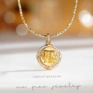 Iosniosn jewelry original design style athena gold coin gold pendant 18k gold diamond inlaid single pendant