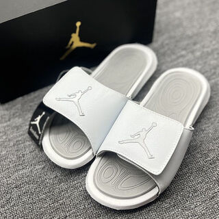 Tencent sports (tencent sports) aj slippers pure original replica men's velcro sandals basketball sports outdoor couple qiao liu beach flip flops flying 6-white gray-pure original correct 43-standard sports shoe size