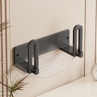 All router placement racks, punch-free wall-mounted set-top box, fixed sockets, wall-mounted wifi storage box, black one, conjoined + wiring board type