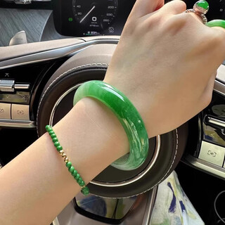 Centennial old phoenix auspicious moonlight flower platform jade bracelet oil green high ice see-through jade floating flower bracelet children's jade treatment beautiful jade jade bracelet 64mm free jade pendant + high-end gift box