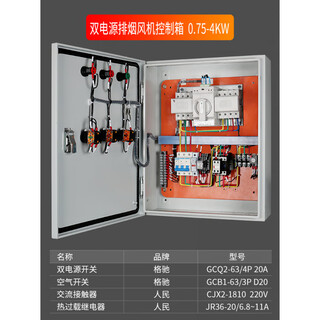 Fire smoke exhaust fan control box 2.2kw dual power supply linkage distribution box 7.5kw fire shutter door control cabinet dual power supply fan box 0.75kw-4kw