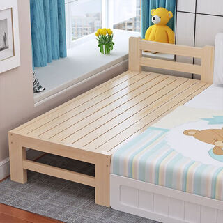 Shantou lincun all solid wood spliced bed children's bed single widened bedside bed with guardrail baby crib spliced large bed full solid wood single bedside bed length 180*width 100*height 40 plus height