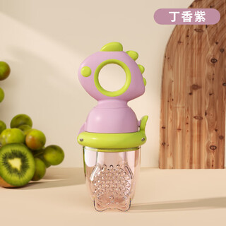 Tiantou baby food bite bag fruit and vegetable eating fruit artifact teething stick can rotate and push pacifier feeding tool dinosaur style - pushable - lilac purple 1 pack